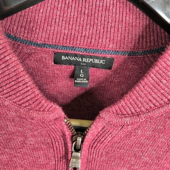 Banana Republic Pure Cotton Zip Up Casual Bloke Business Maroon Cardigan L - Picture 4 of 9